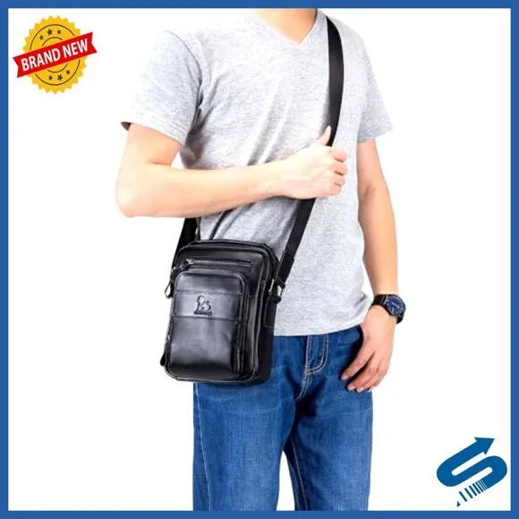 Genuine Leather Crossbody Bag with Multiple Pockets for Everyday Carry